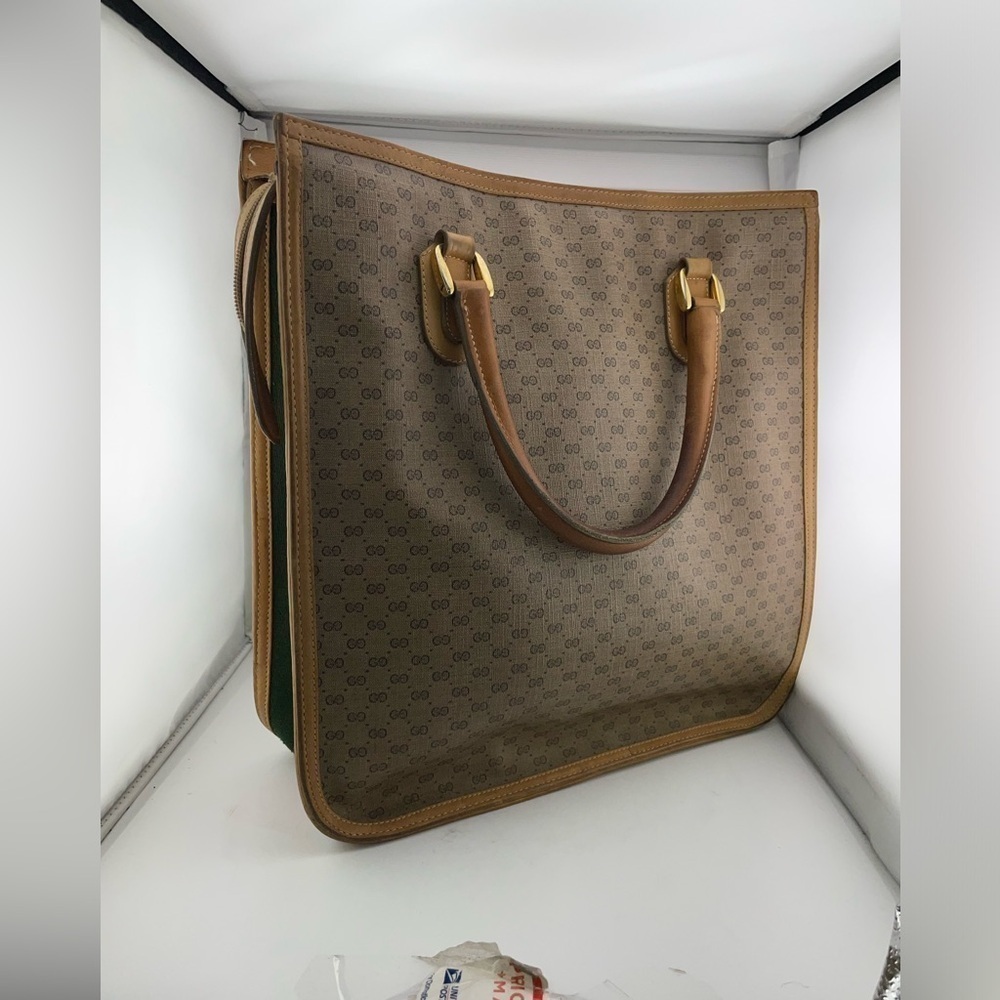 GUCCI Micro GG Supreme Web Sherry Line Hand Bag PVC Leather Beige​​​​​​​​​​​​ - Picture 3 of 16